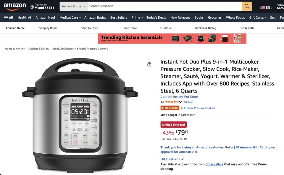Instant Pot Duo Plus on Amazon